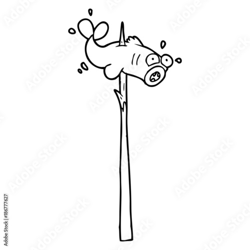 speared fish cartoon