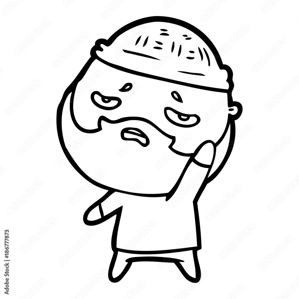 cartoon worried man with beard cartoon worried man with beard