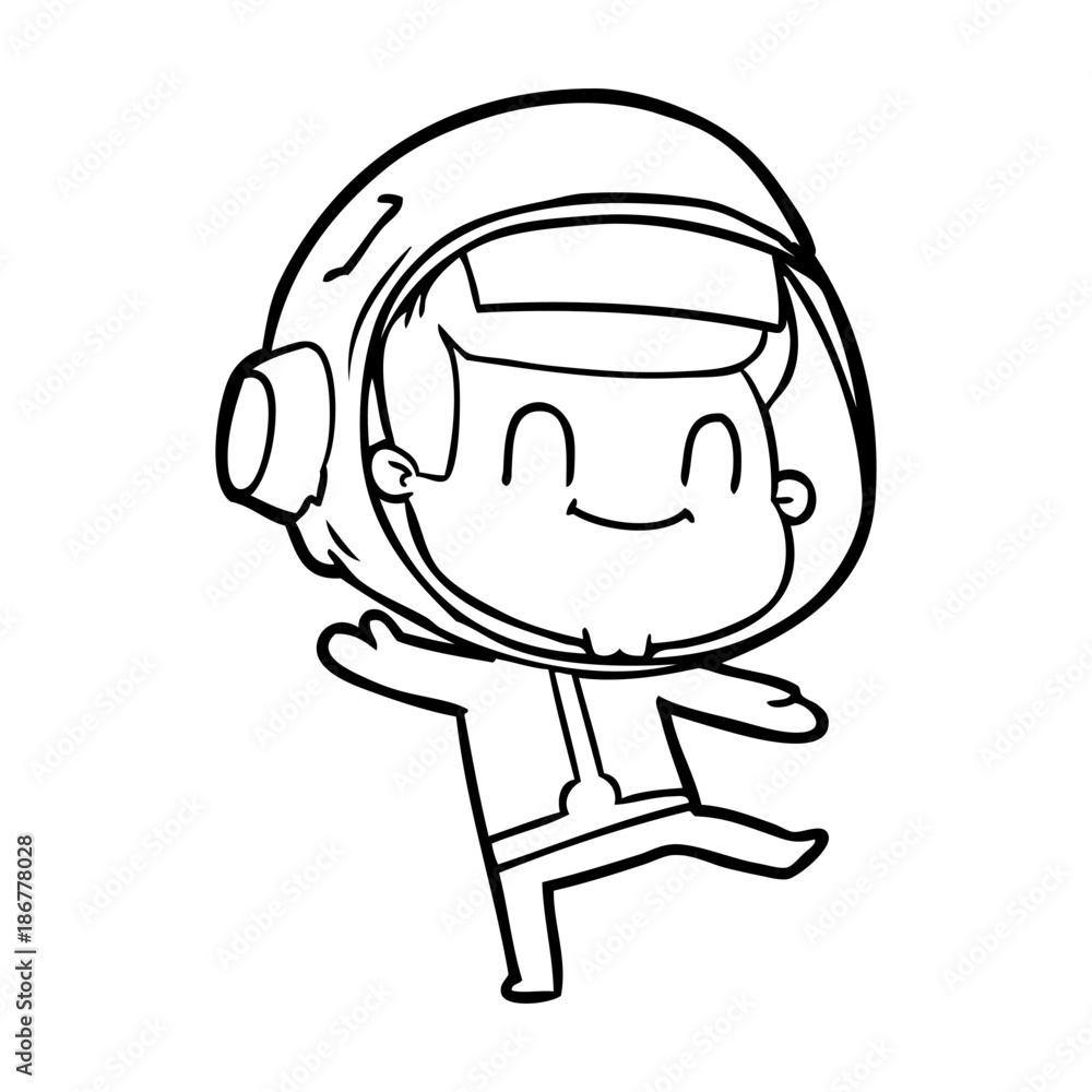 happy cartoon astronaut man