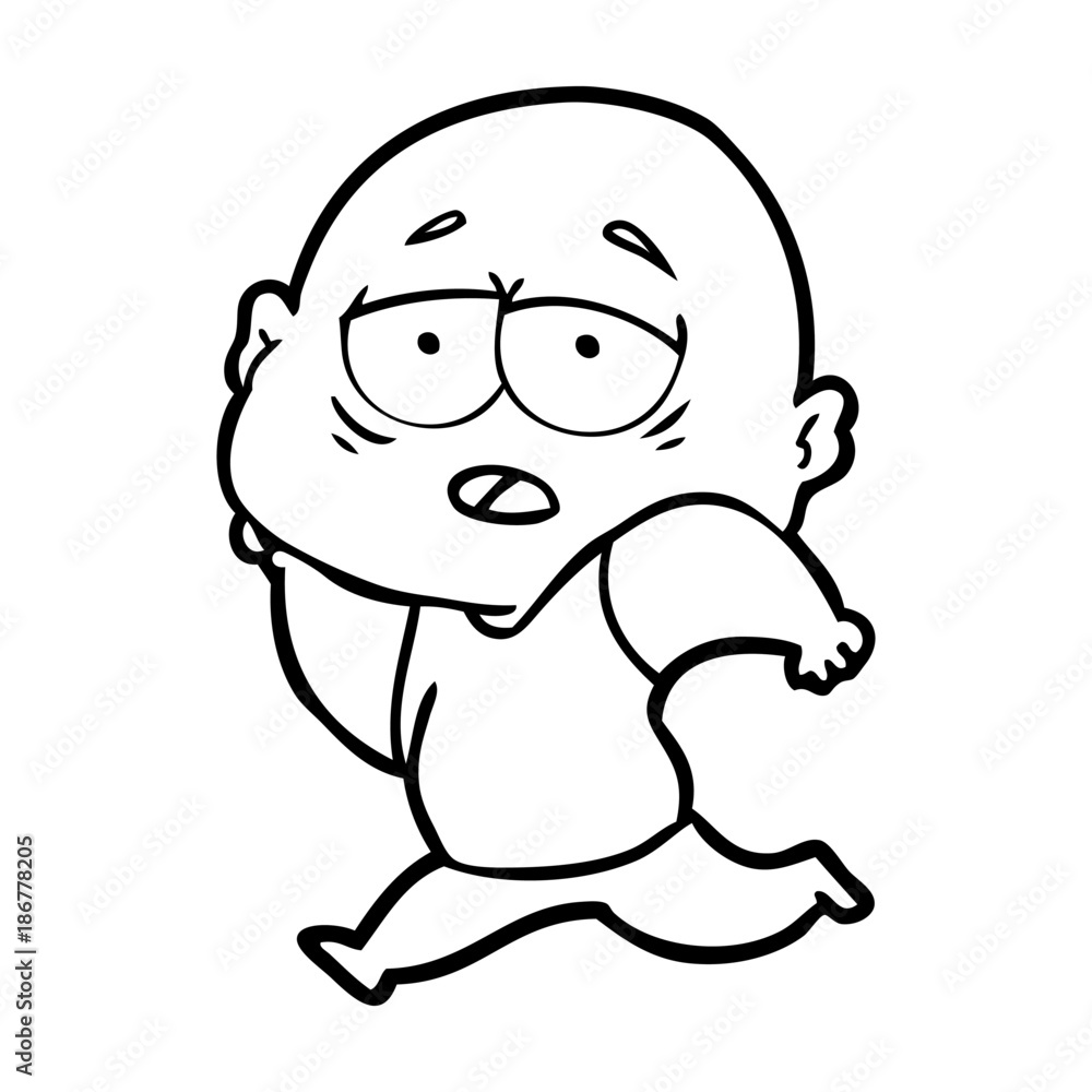 cartoon tired bald man cartoon tired bald man