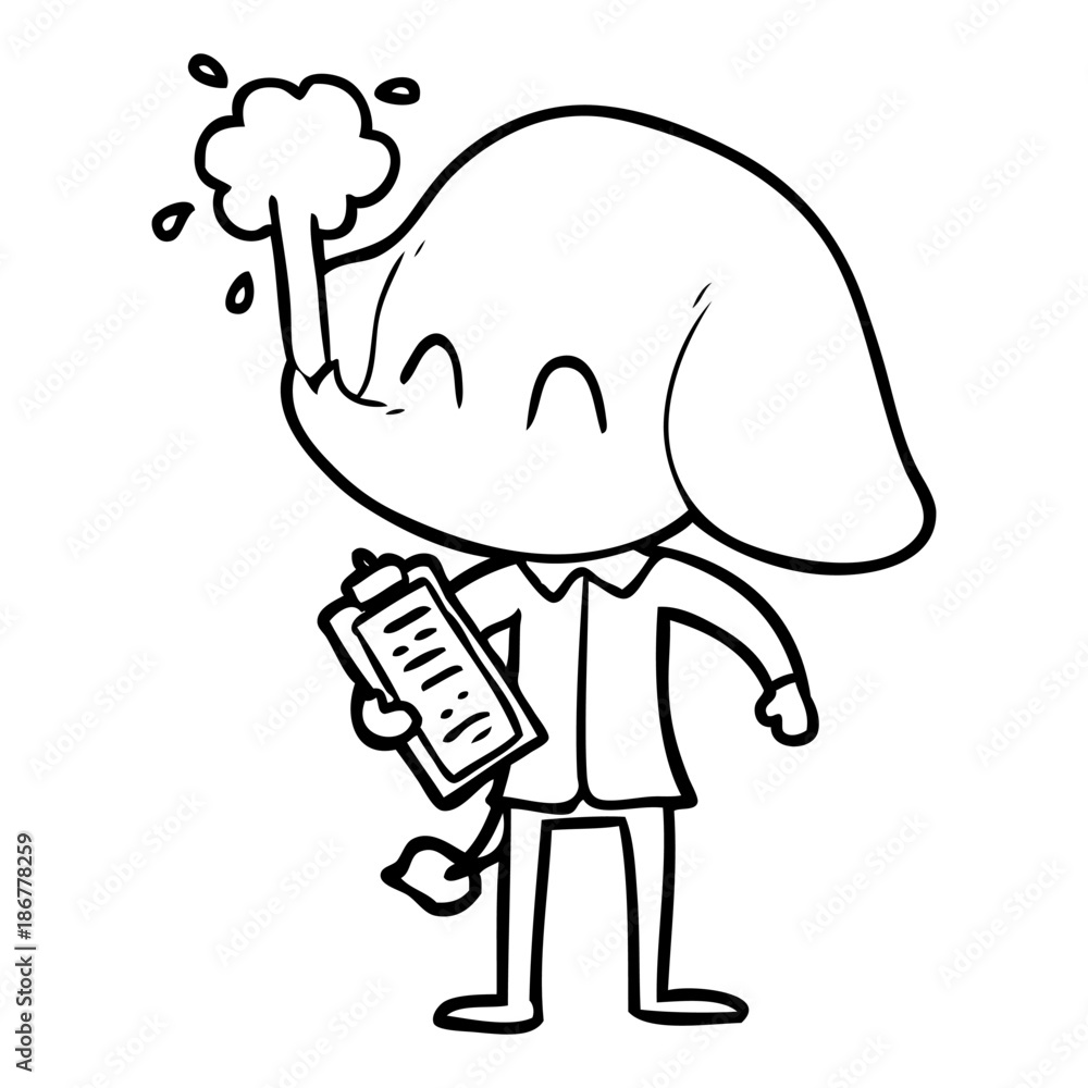 Fototapeta premium cute cartoon elephant spouting water