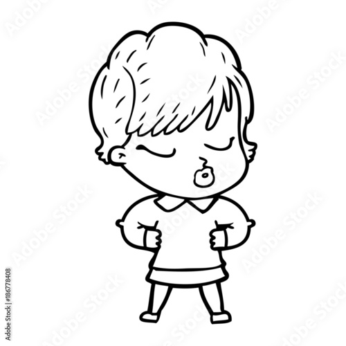 cartoon woman with eyes shut