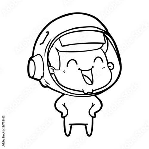 happy cartoon astronaut