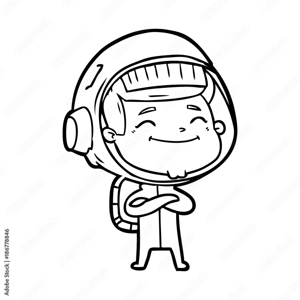 happy cartoon astronaut