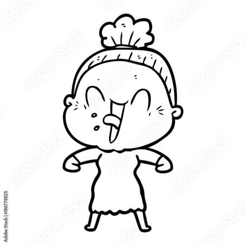 Wallpaper Mural cartoon happy old woman Torontodigital.ca