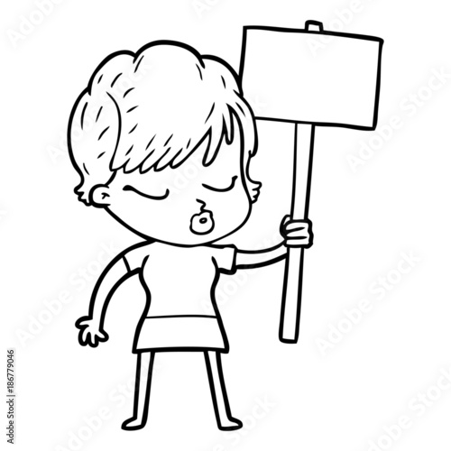 cartoon woman with eyes shut