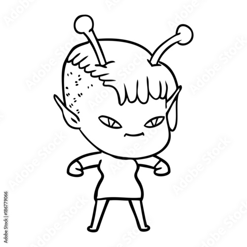 cute cartoon alien girl