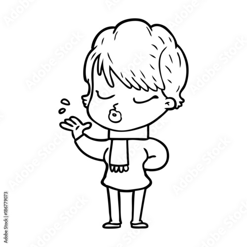 cartoon woman with eyes shut