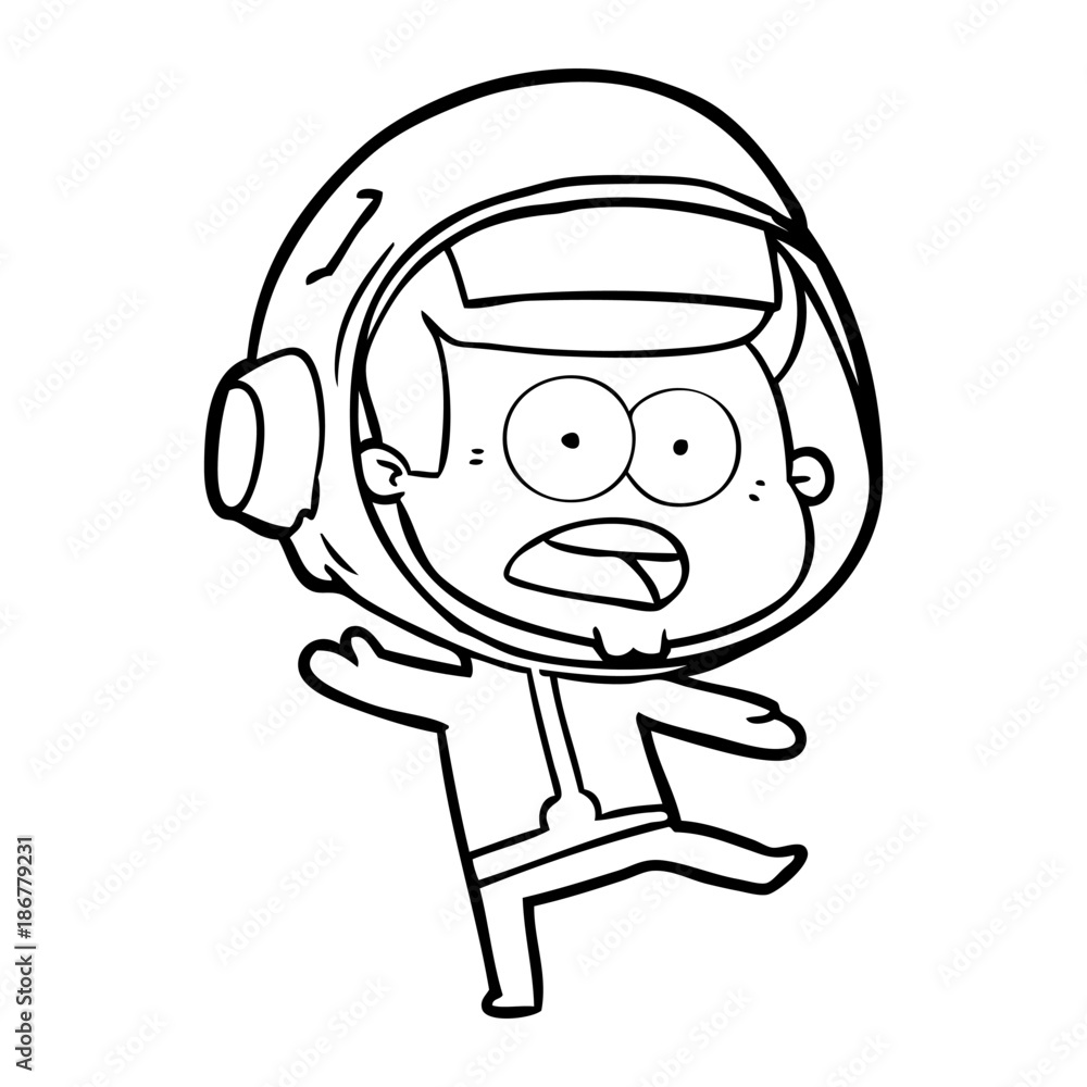 cartoon surprised astronaut