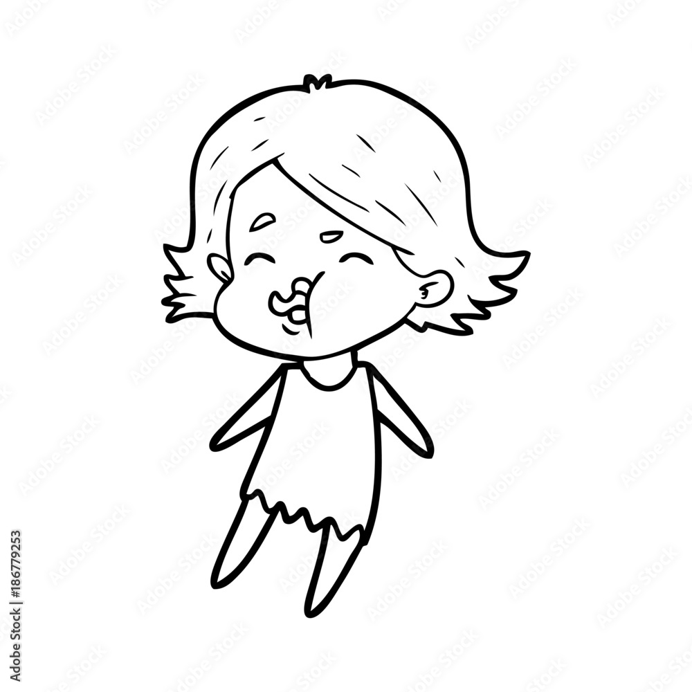 Obraz premium cartoon girl pulling face