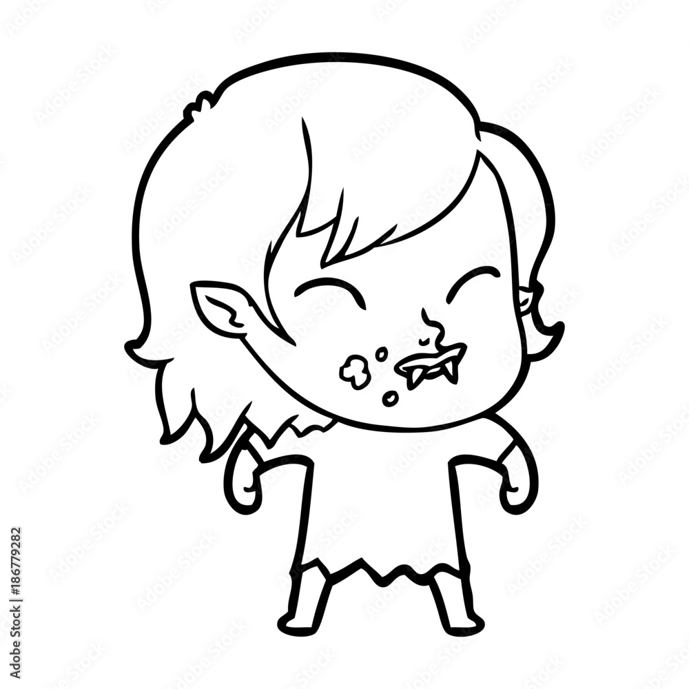 cartoon vampire girl with blood on cheek cartoon vampire girl with blood on cheek