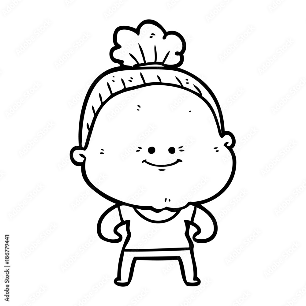 cartoon happy old woman