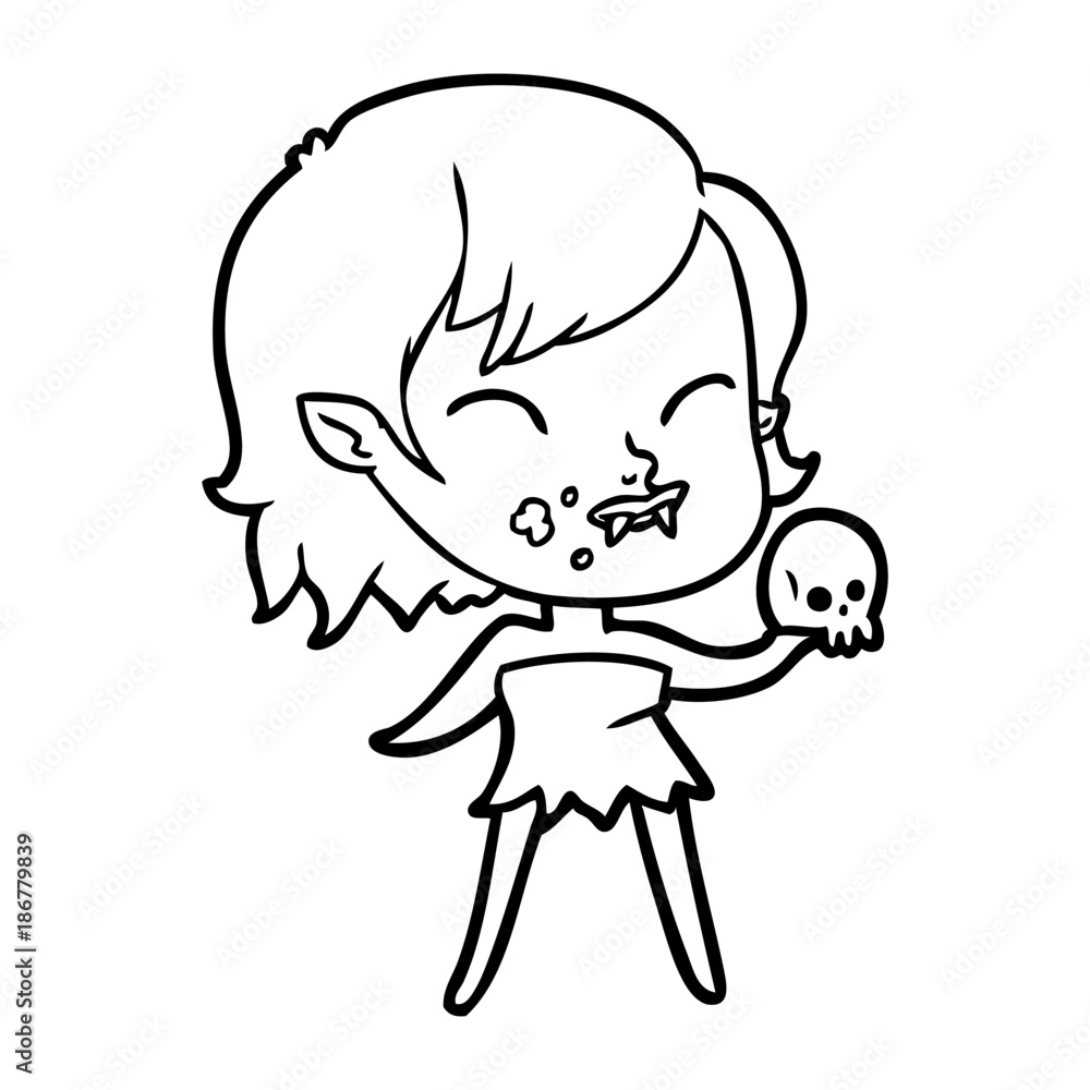 cartoon vampire girl with blood on cheek cartoon vampire girl with blood on cheek