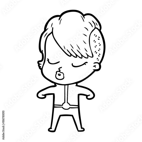 cartoon pretty hipster girl