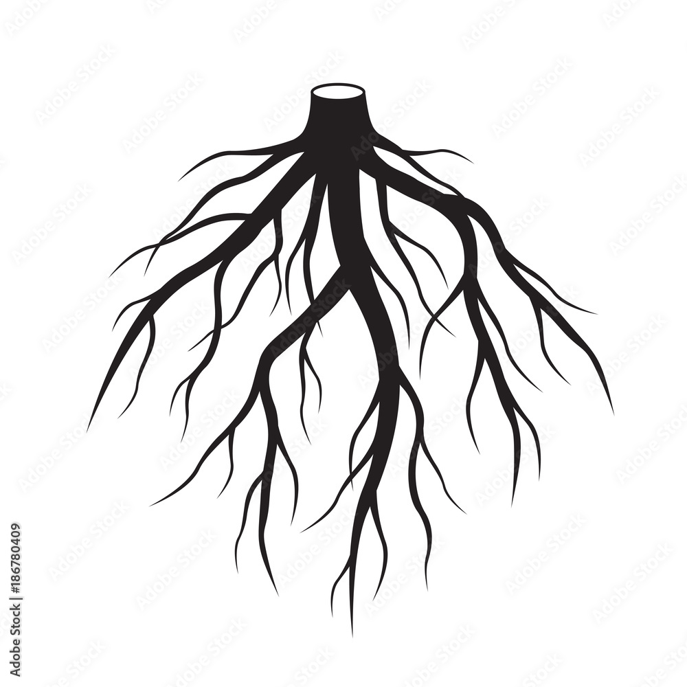 Black Roots Tree. Vector Illustration.