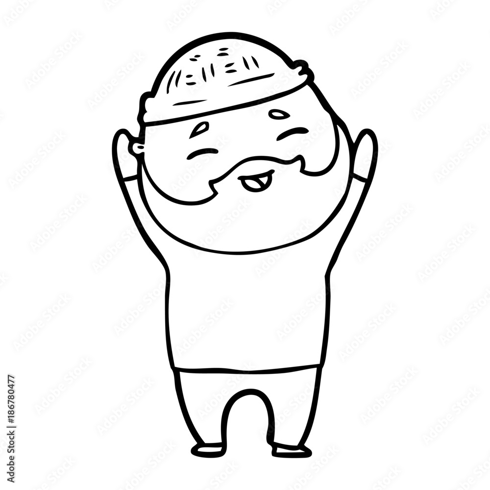 Obraz premium cartoon happy bearded man