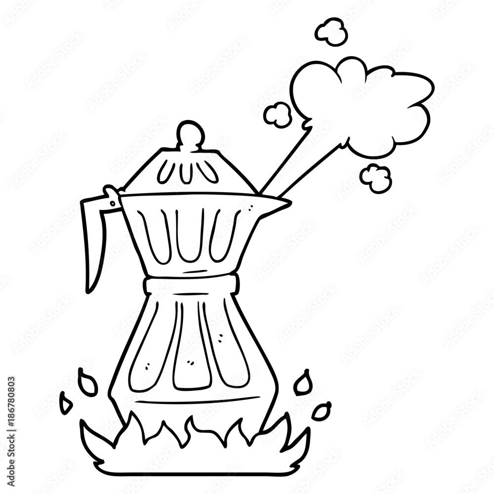 cartoon steaming espresso pot cartoon steaming espresso pot