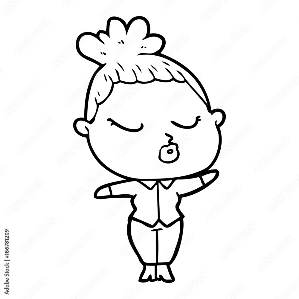 cartoon calm woman