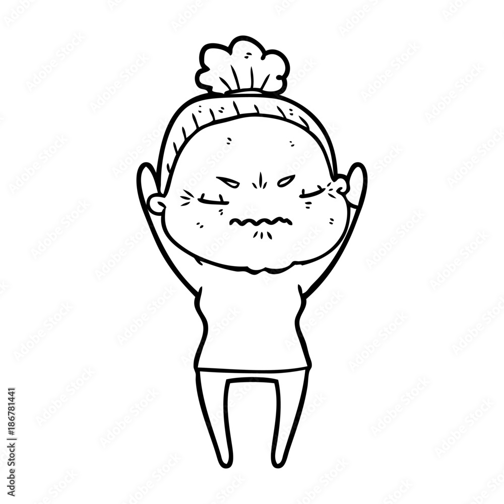 Obraz premium cartoon annoyed old lady