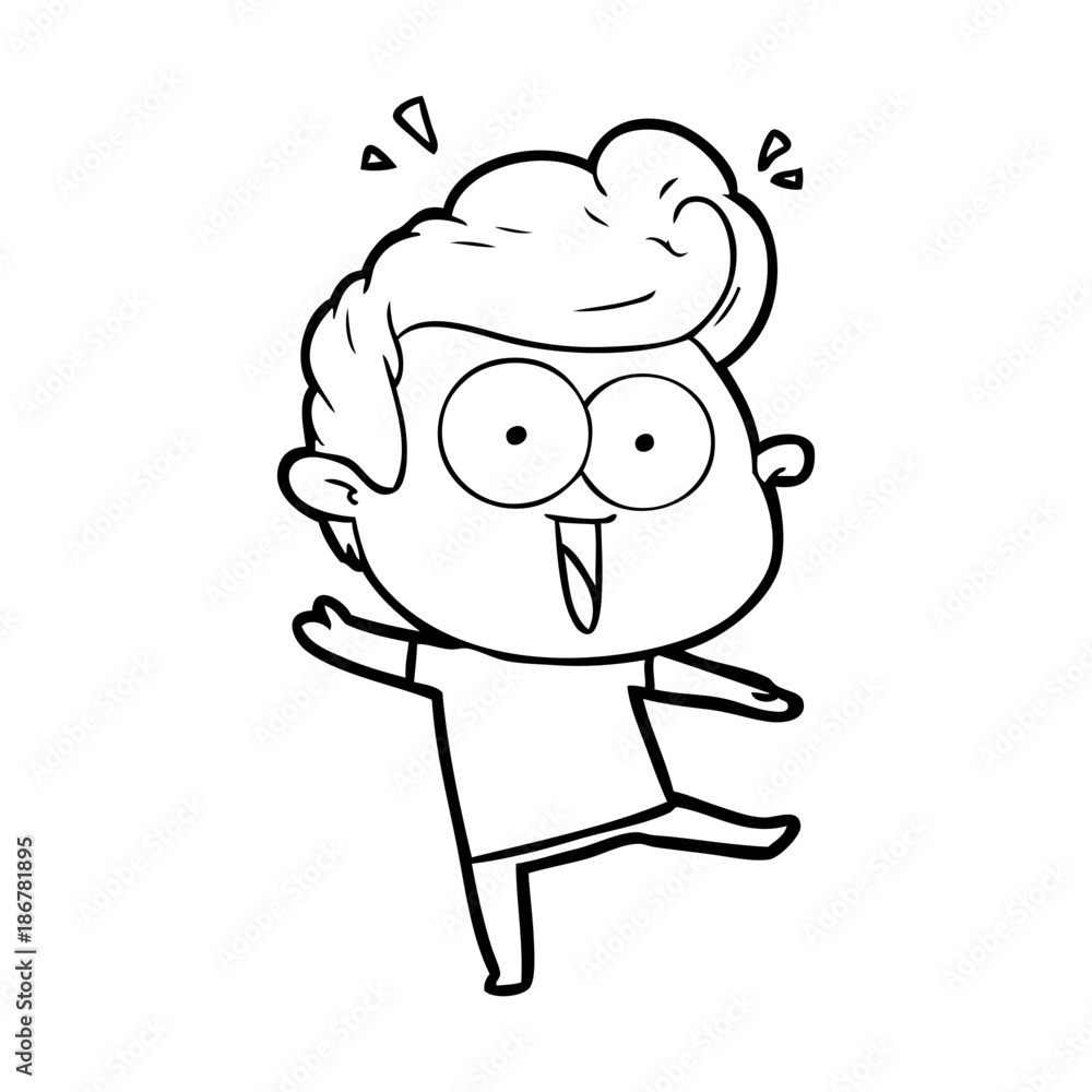 cartoon excited man