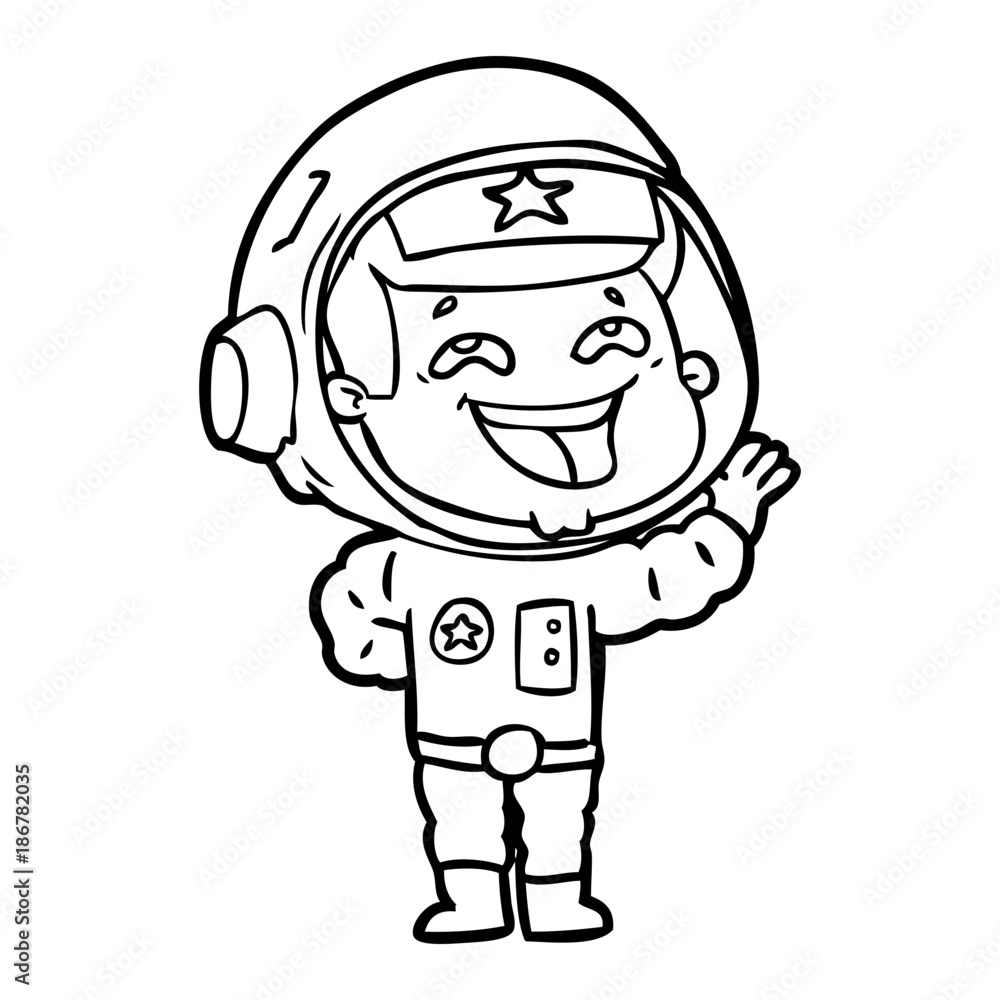 cartoon laughing astronaut