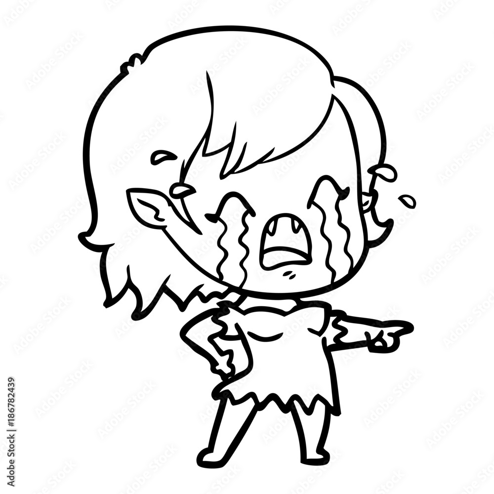 Fototapeta premium cartoon crying vampire girl