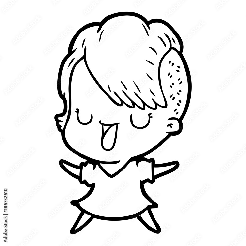 cute cartoon girl with hipster haircut cute cartoon girl with hipster haircut