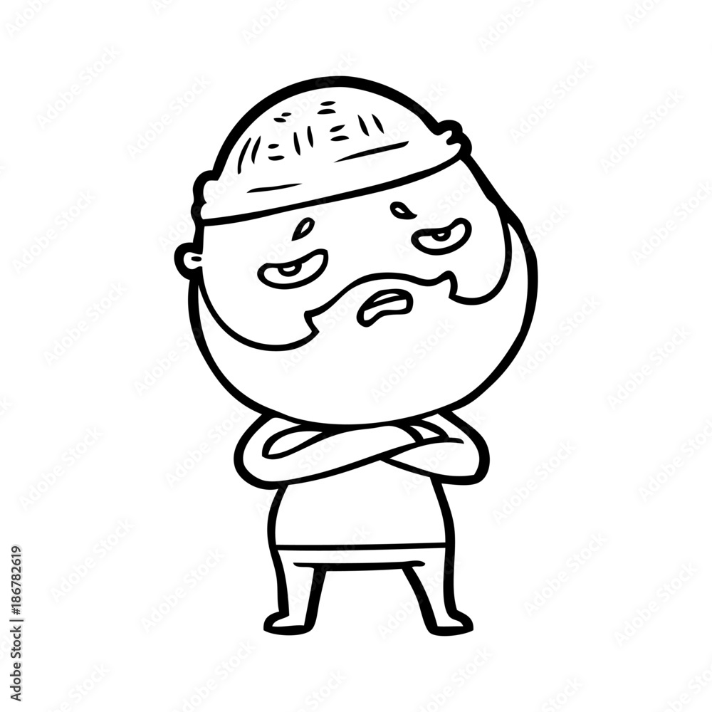 cartoon worried man with beard