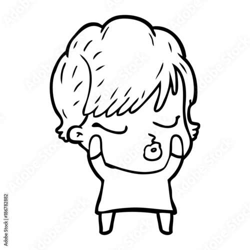 cartoon woman with eyes shut