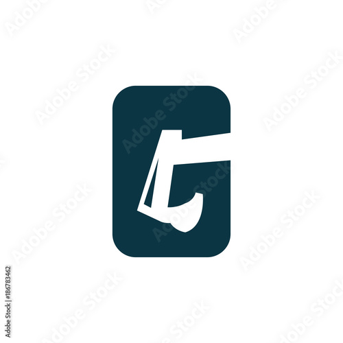 Letter G with excavator negative space logo icon template