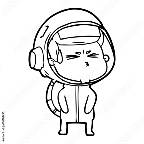 cartoon stressed astronaut