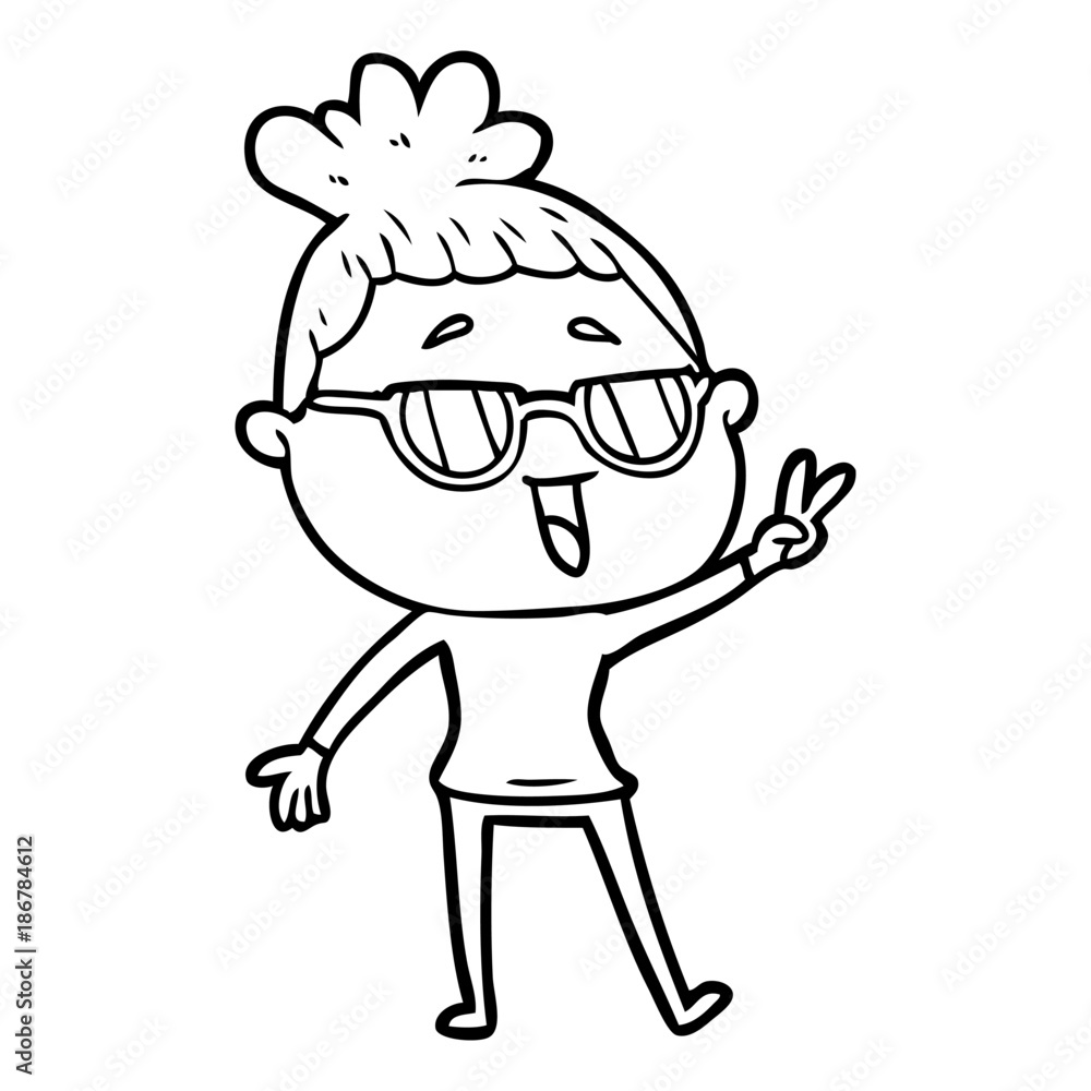 cartoon happy woman wearing spectacles cartoon happy woman wearing spectacles