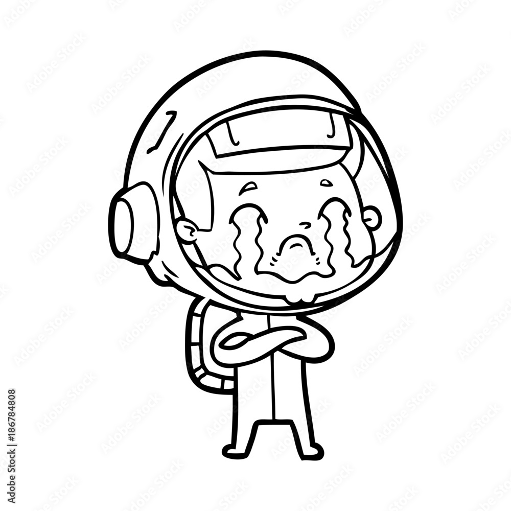 Obraz premium cartoon crying astronaut
