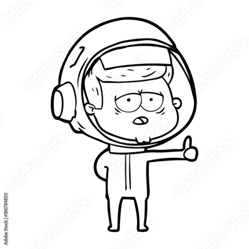 cartoon tired astronaut