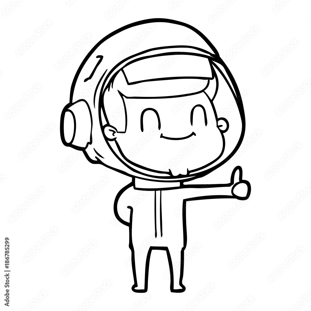 happy cartoon astronaut