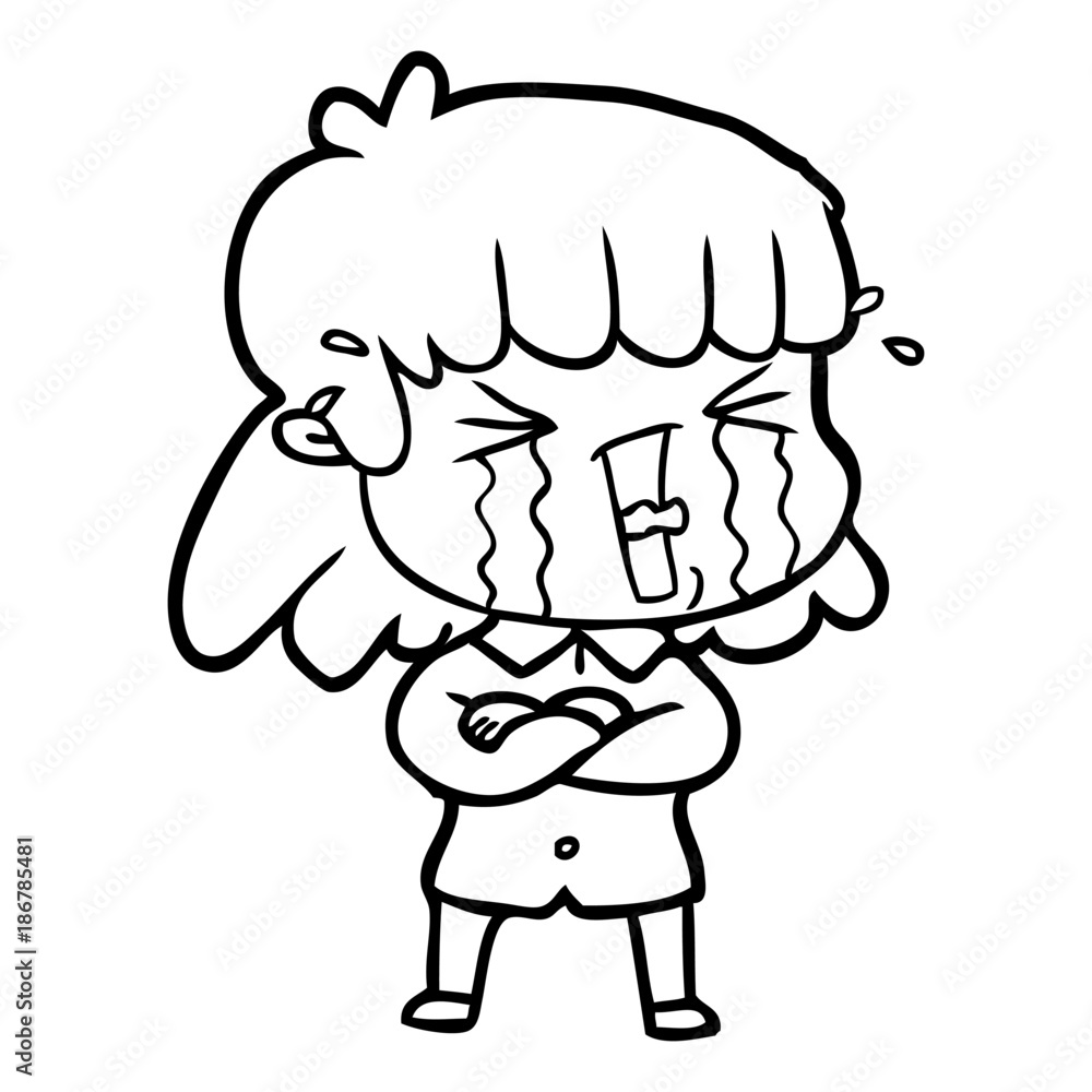 cartoon woman in tears