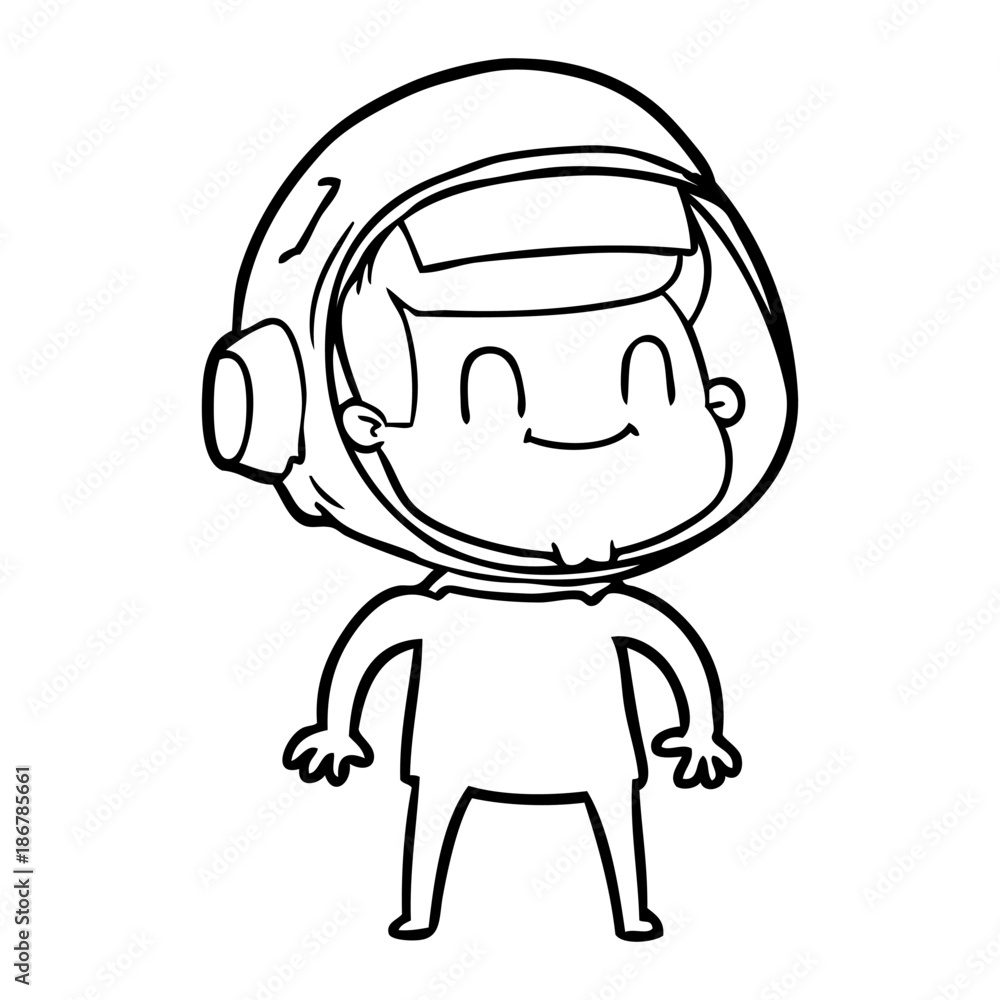 happy cartoon astronaut