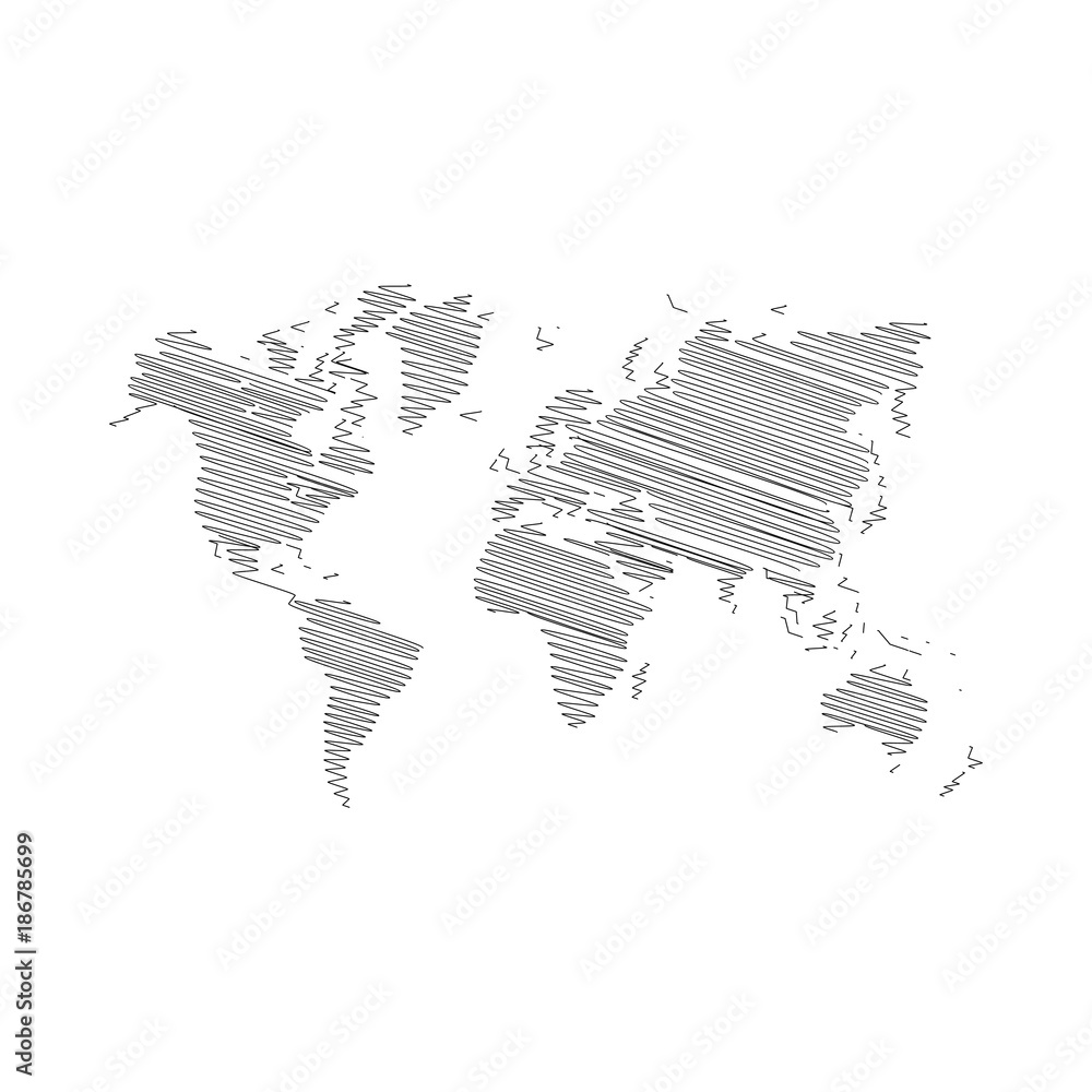 Obraz premium World map scribble vector