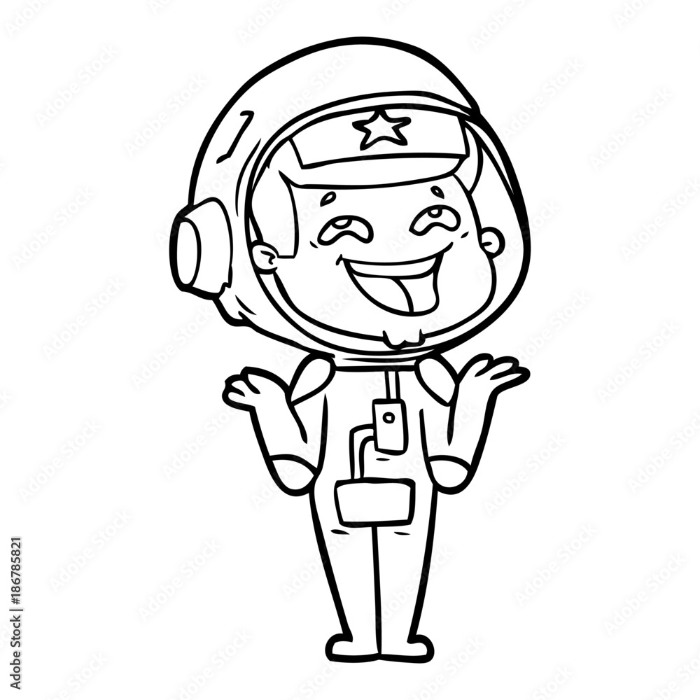 cartoon laughing astronaut