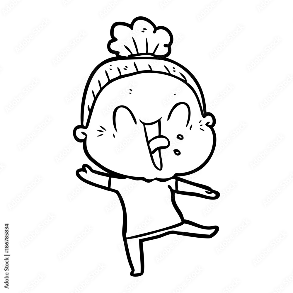 cartoon happy old woman cartoon happy old woman