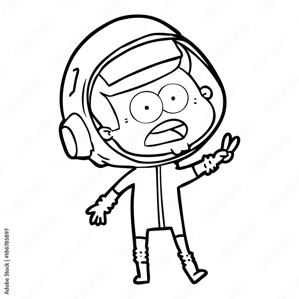 cartoon surprised astronaut