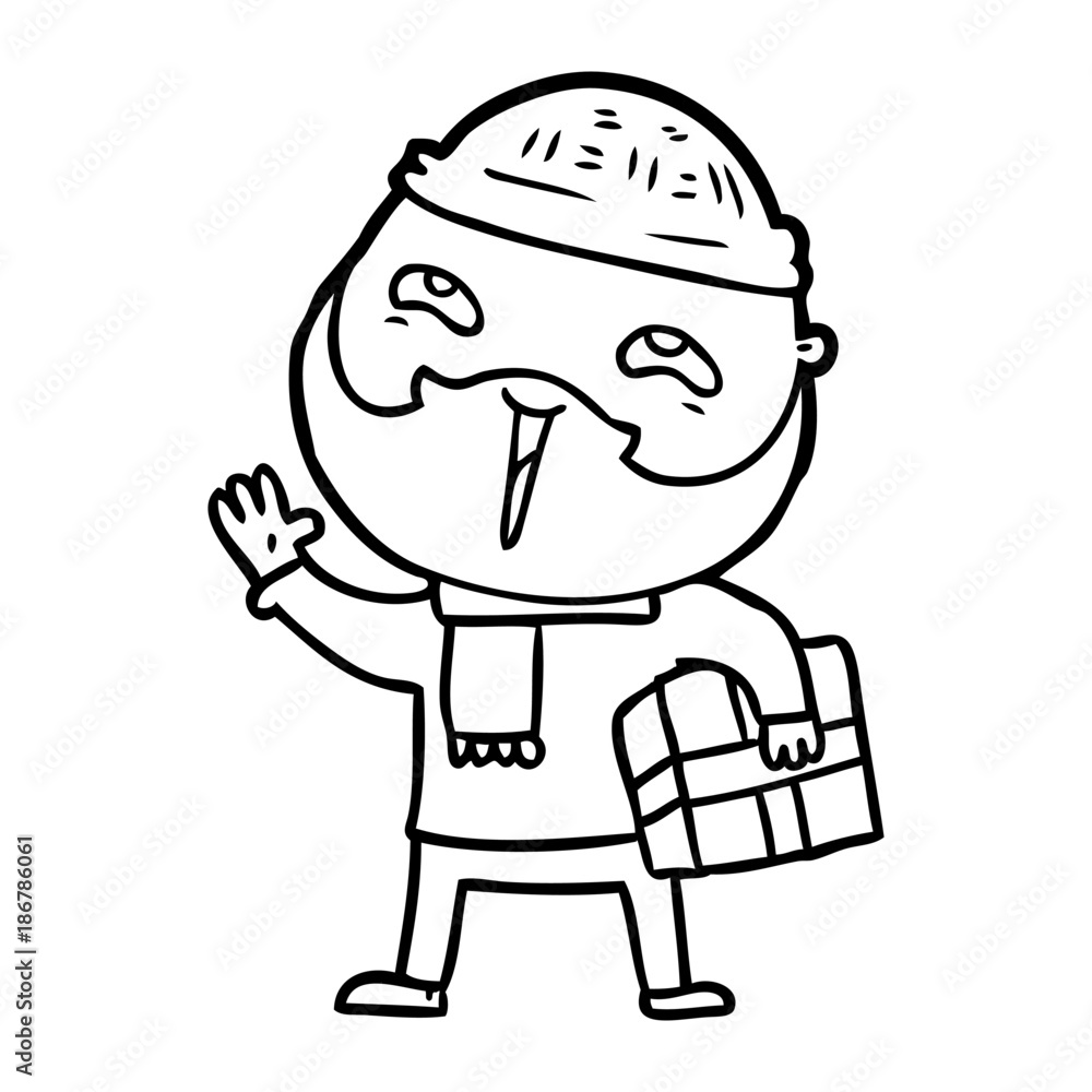 cartoon happy bearded man cartoon happy bearded man