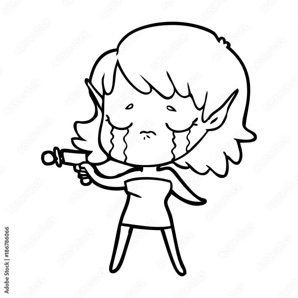 Fototapeta premium cartoon crying elf girl