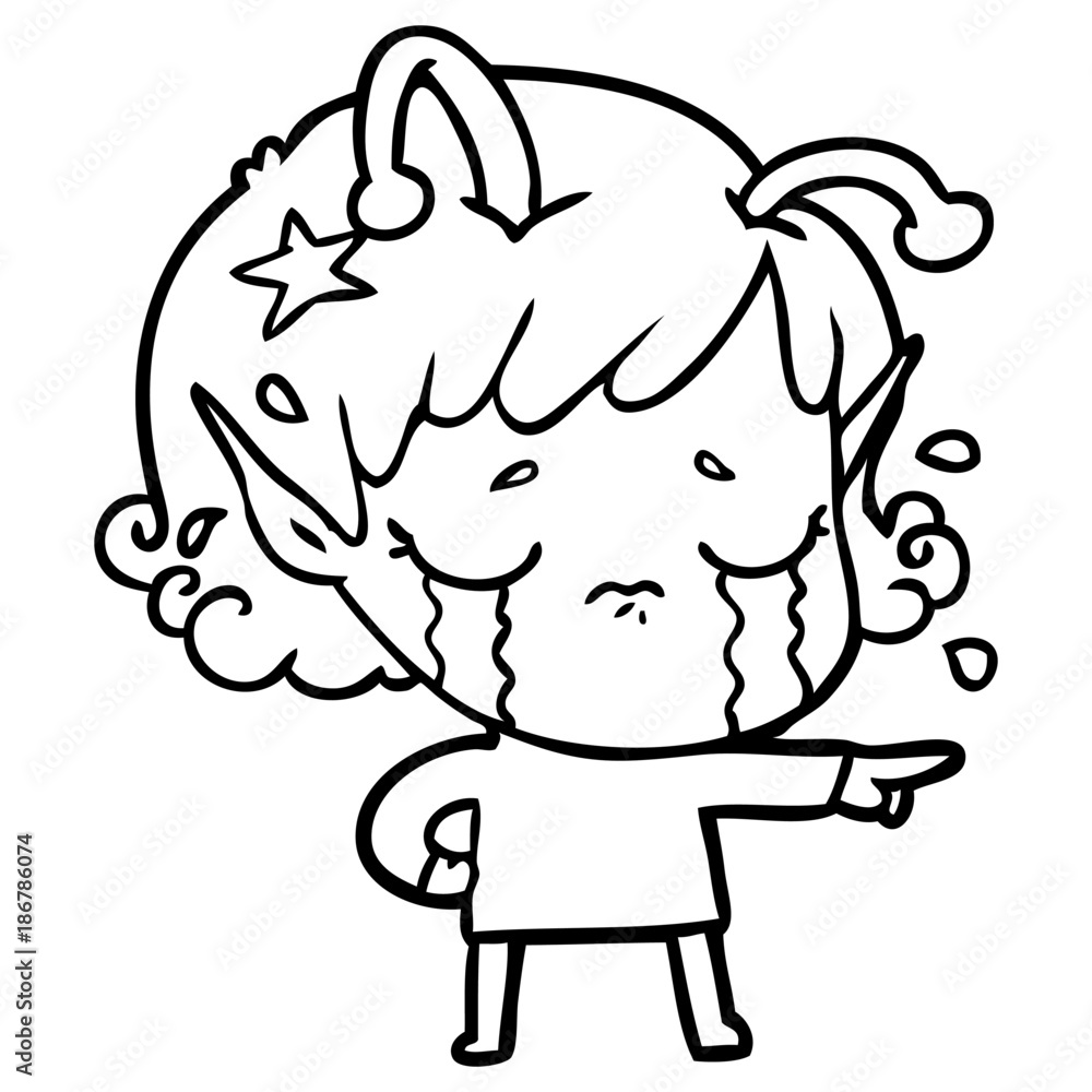cartoon crying alien girl cartoon crying alien girl