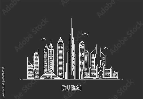 Dubai city skyline.