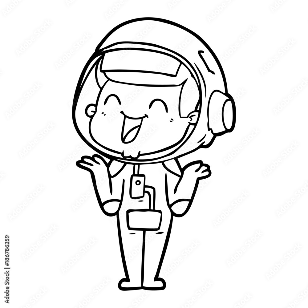 happy cartoon astronaut