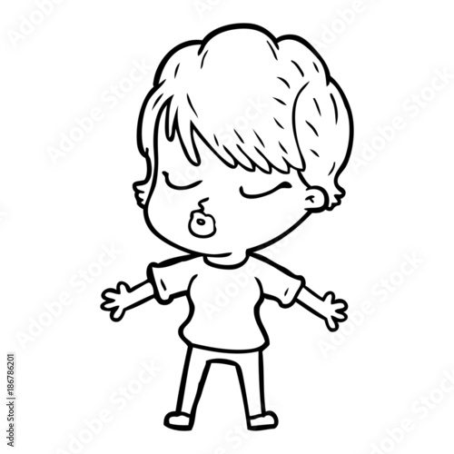 cartoon woman with eyes shut
