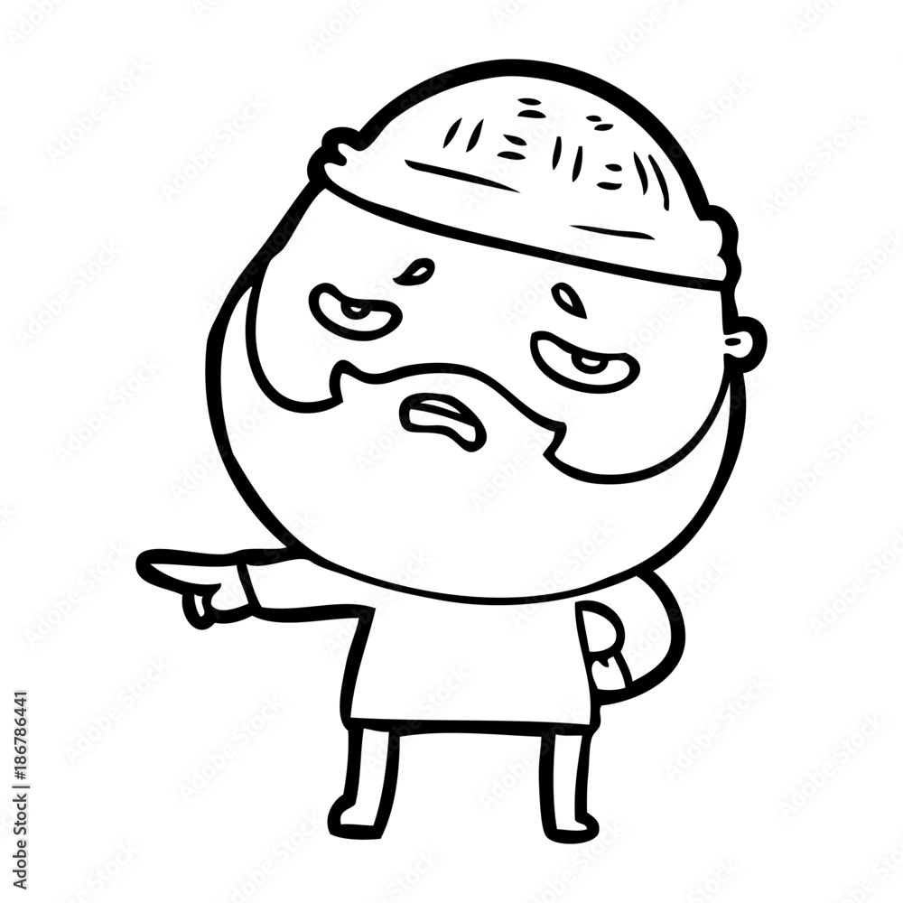 cartoon worried man with beard