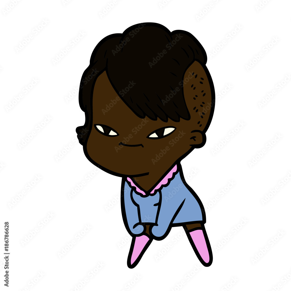 Fototapeta premium cute cartoon girl with hipster haircut