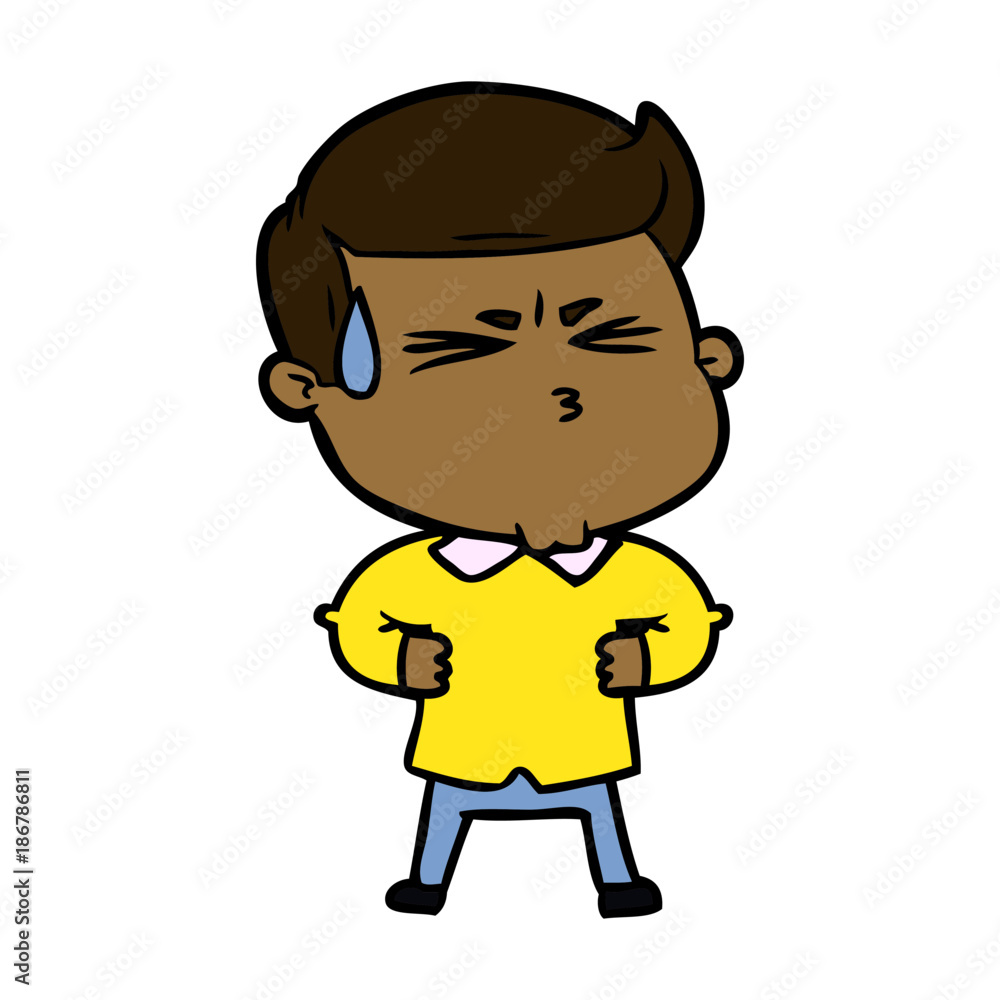 cartoon man sweating cartoon man sweating
